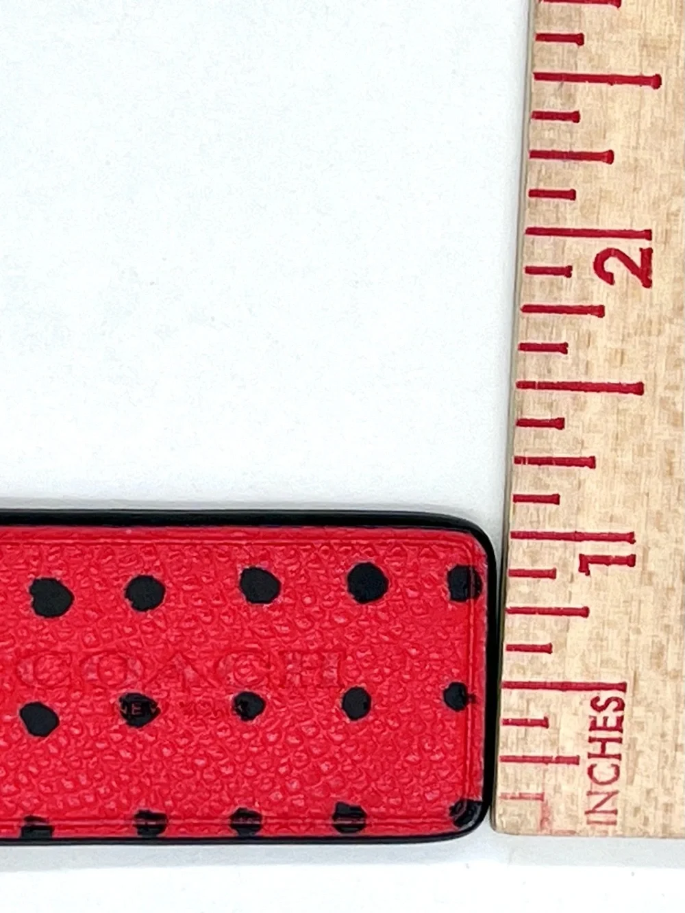 Coach Red Black Polka Dot Leather Hangtag Bag Charm Key Fob Rare Replacement - Picture 10 of 11